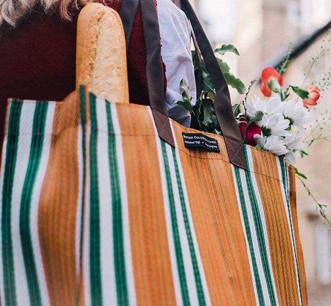Eco Woven Market Shopper in Spanish Orange & Grass