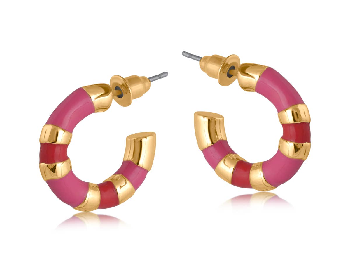 Malina Multi Toned Enamelled Earrings in Pink