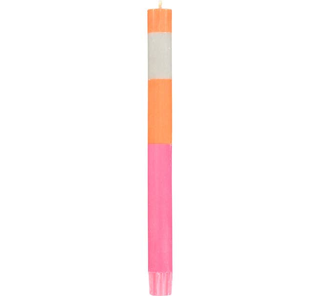 ABSTRACT Striped Orange Flame, Neyron & Willow Eco Dinner Candles, 4 pack