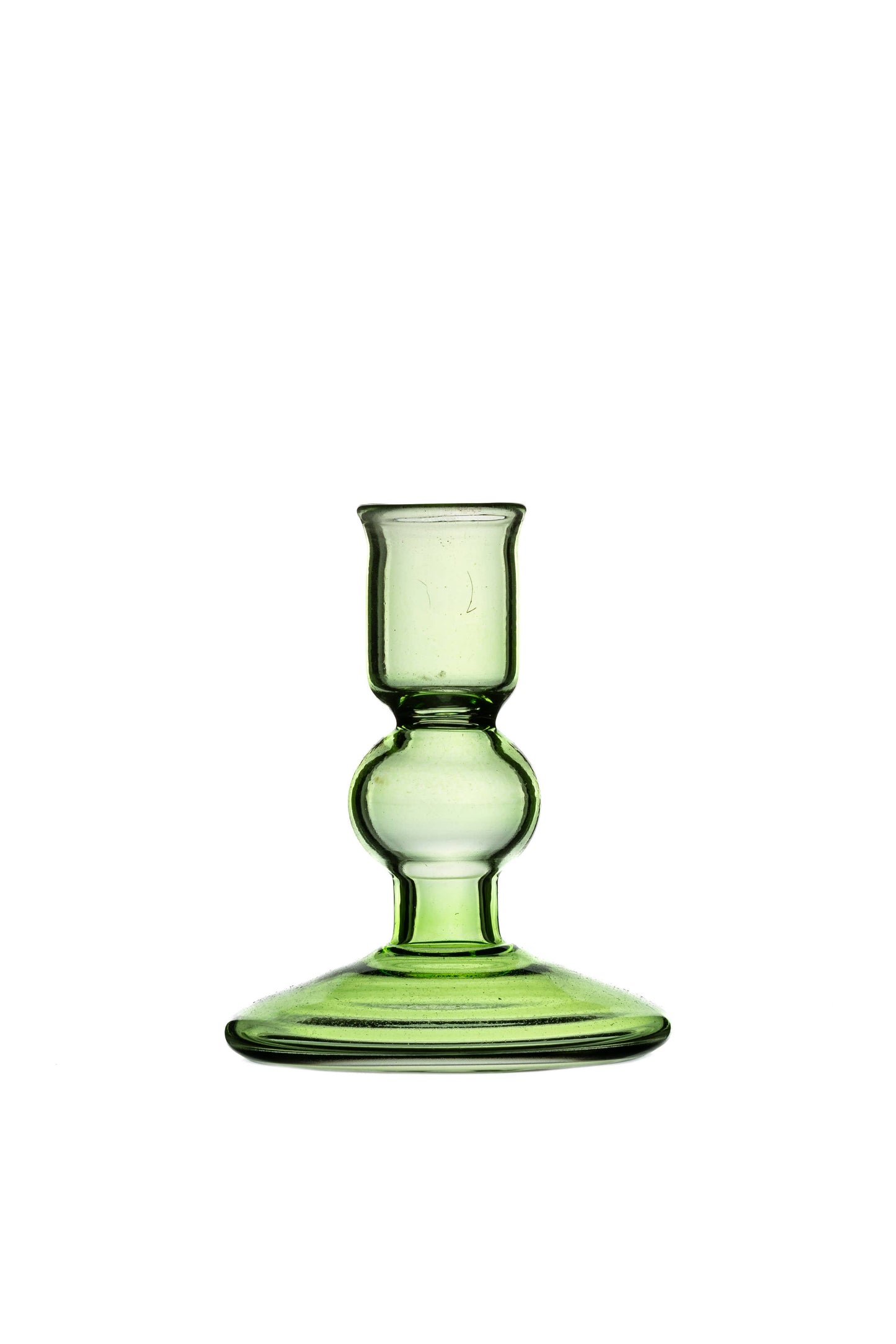 Ice Green Glass Candlestick Mini