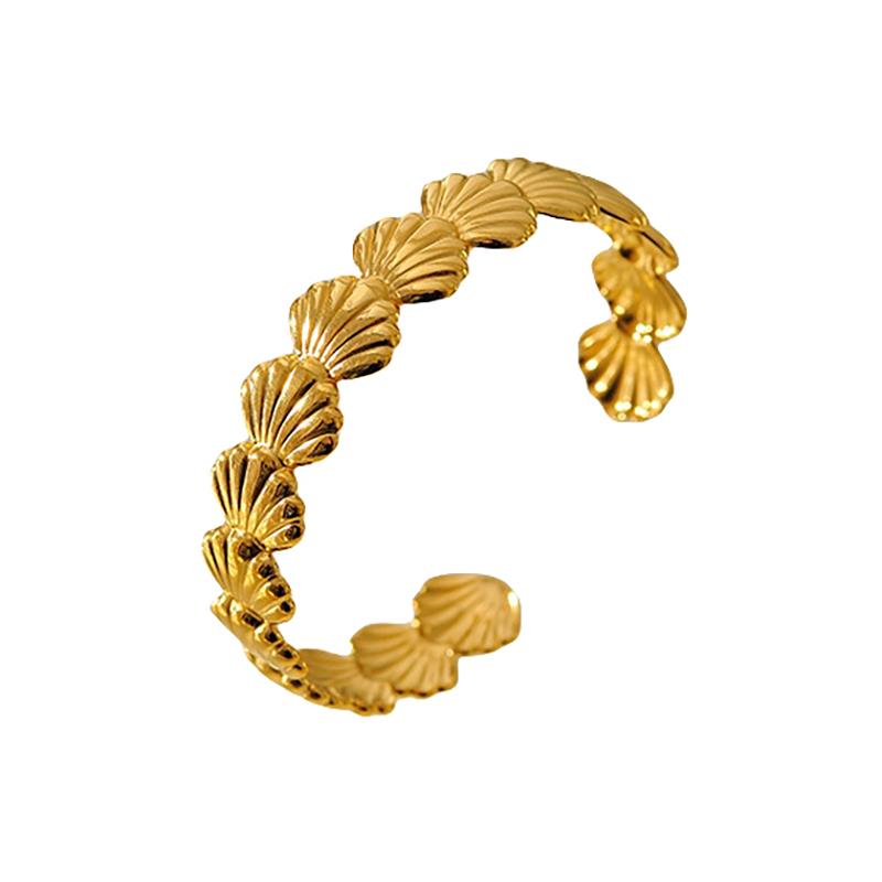 WHITE LEAF 18kt Gold Plated Shell Bangle