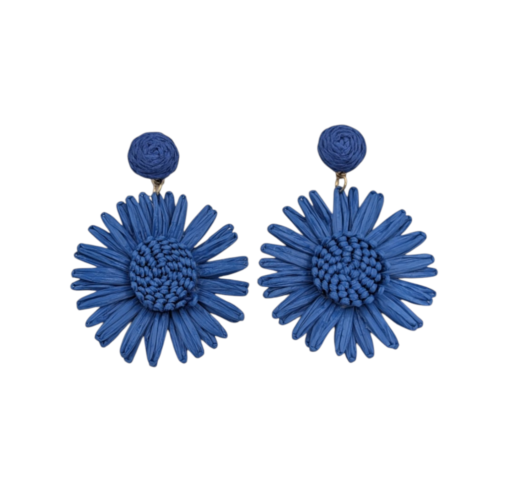 LAST TRUE ANGEL Woven Sunflower Earrings in Blue