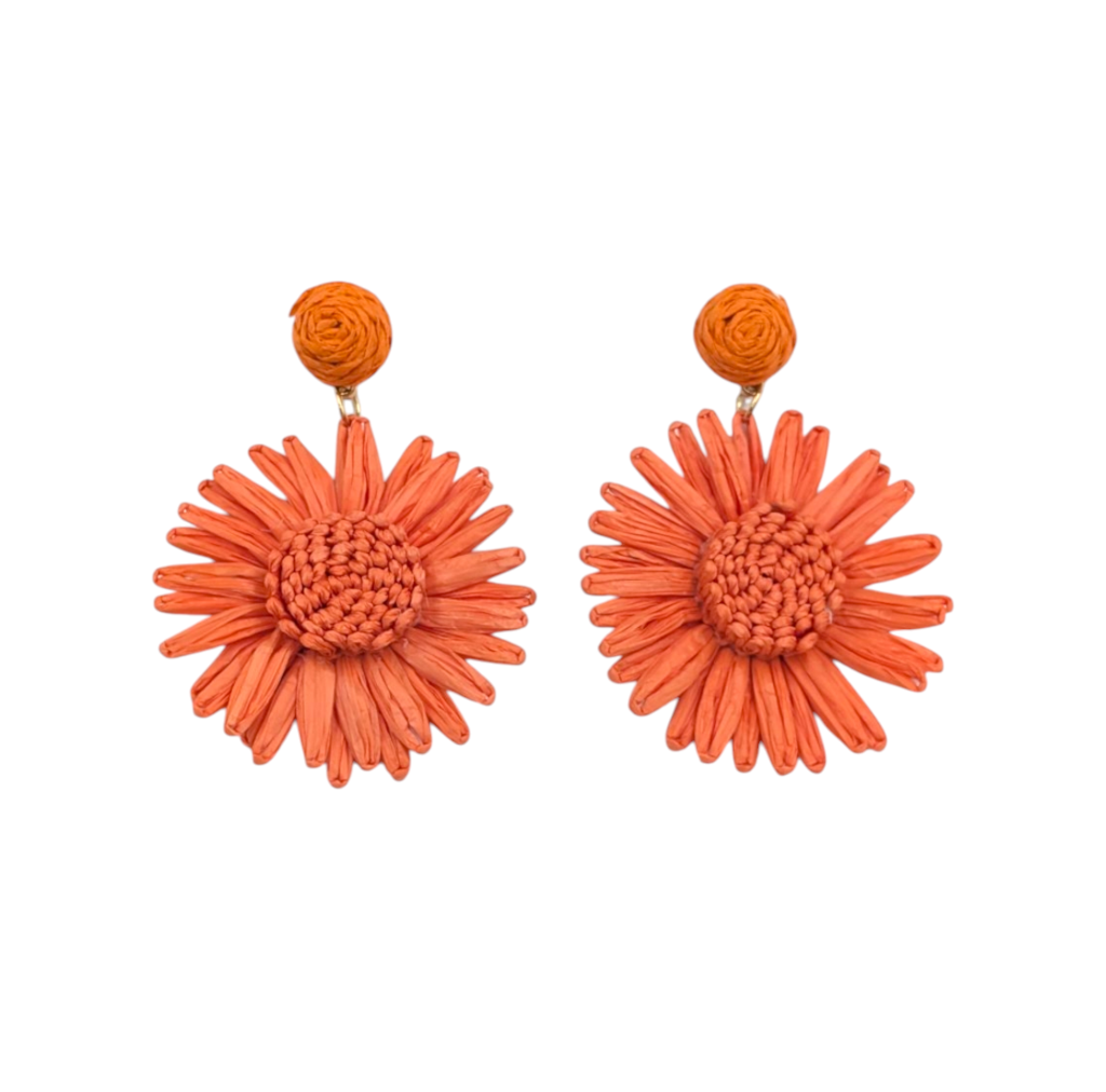 LAST TRUE ANGEL Woven Sunflower Earrings in Orange