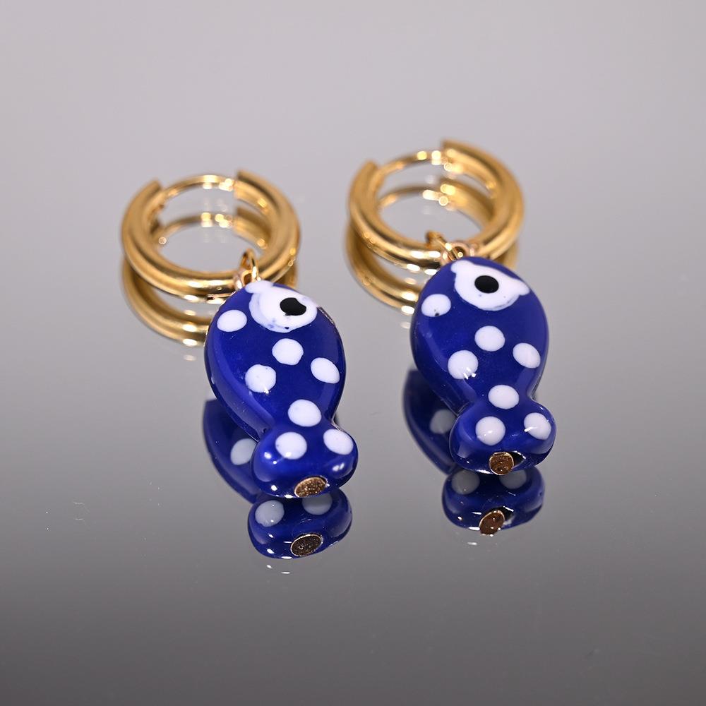 LAST TRUE ANGEL 18kt Gold Plated & Ceramic Fish Earrings