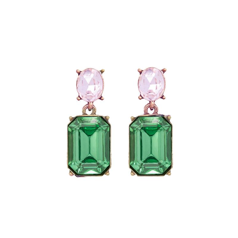 LAST TRUE ANGEL Gem Drop Earrings in Pink & Emerald