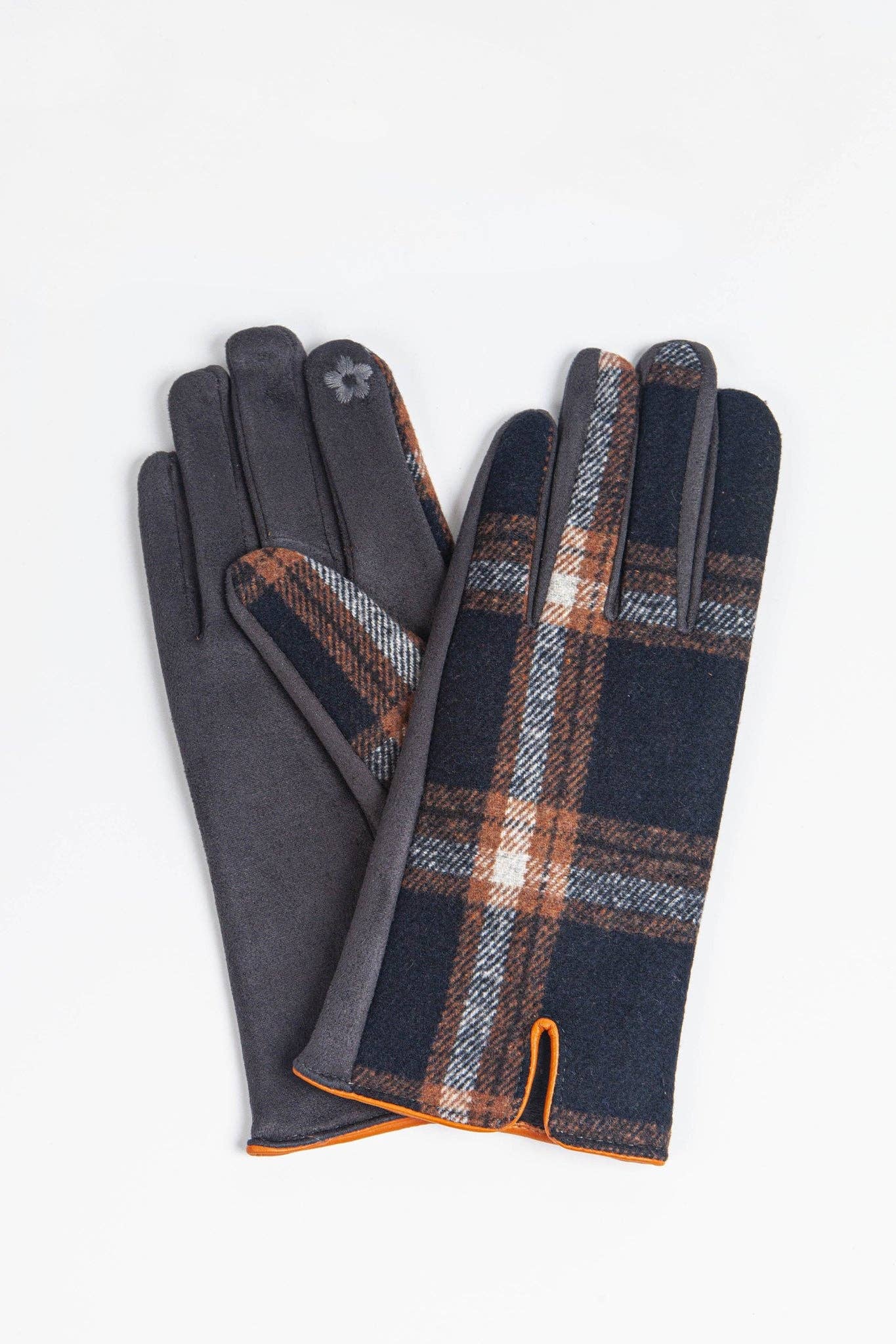 Black & Orange Tartan Gloves