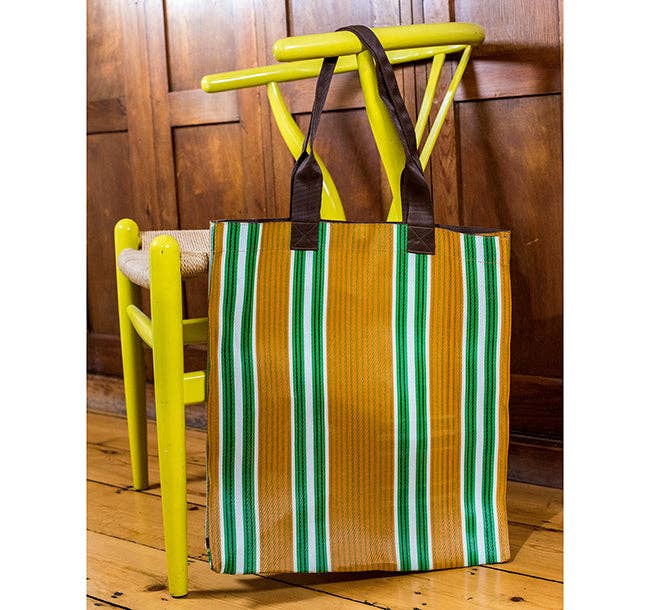 Eco Woven Market Shopper in Spanish Orange & Grass
