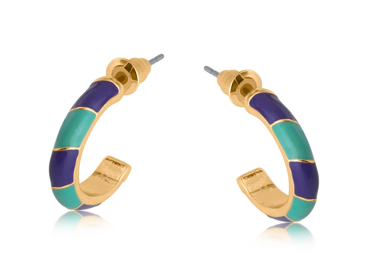 Sunny Two Tone Enamel Earrings in Green