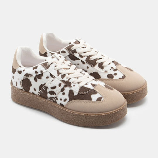 Millie Cow Print Stitch Trainers