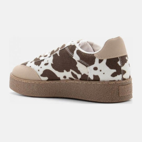 Millie Cow Print Stitch Trainers