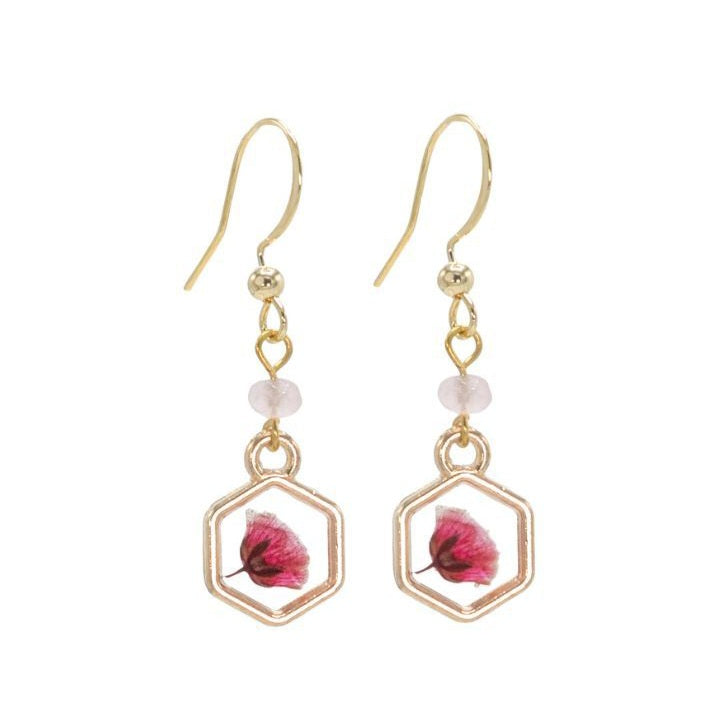 Strawberry Quartz Flower Earrings