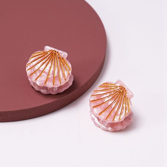 Mini Shell Claw Clips in Pink