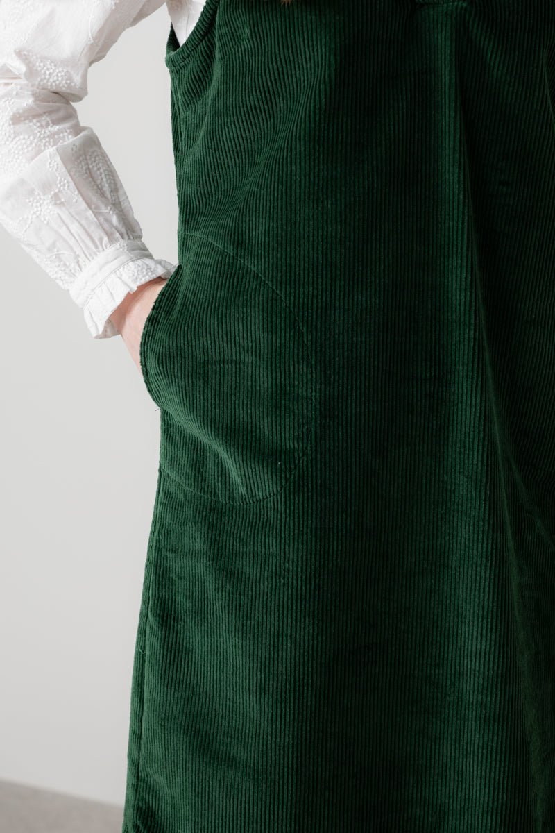 Lily & Me Belle Jumbo Cord Dress Pine Green
