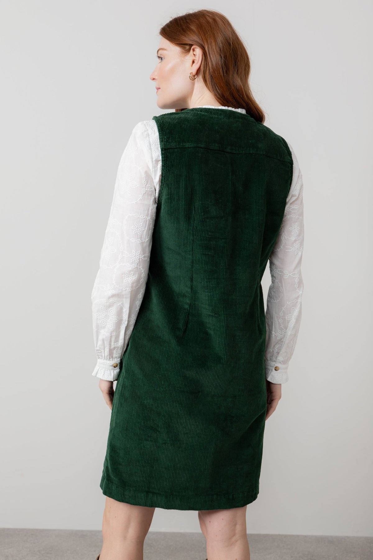 Lily & Me Belle Jumbo Cord Dress Pine Green
