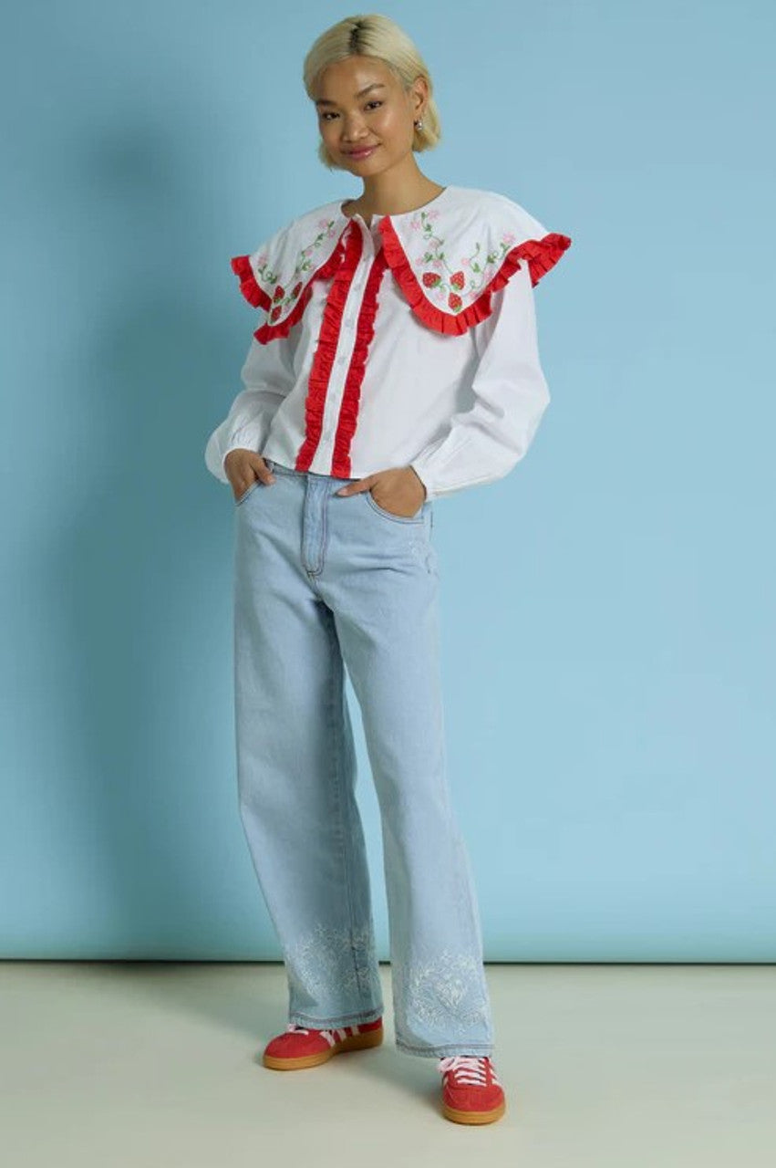 Neon Rose Martha Embroidered Blouse