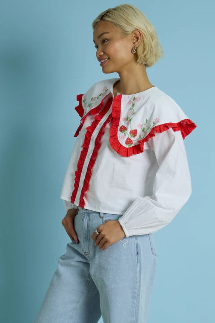 Neon Rose Martha Embroidered Blouse