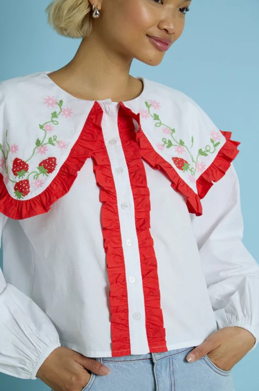 Neon Rose Martha Embroidered Blouse