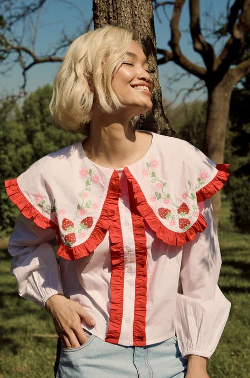 Neon Rose Martha Embroidered Blouse