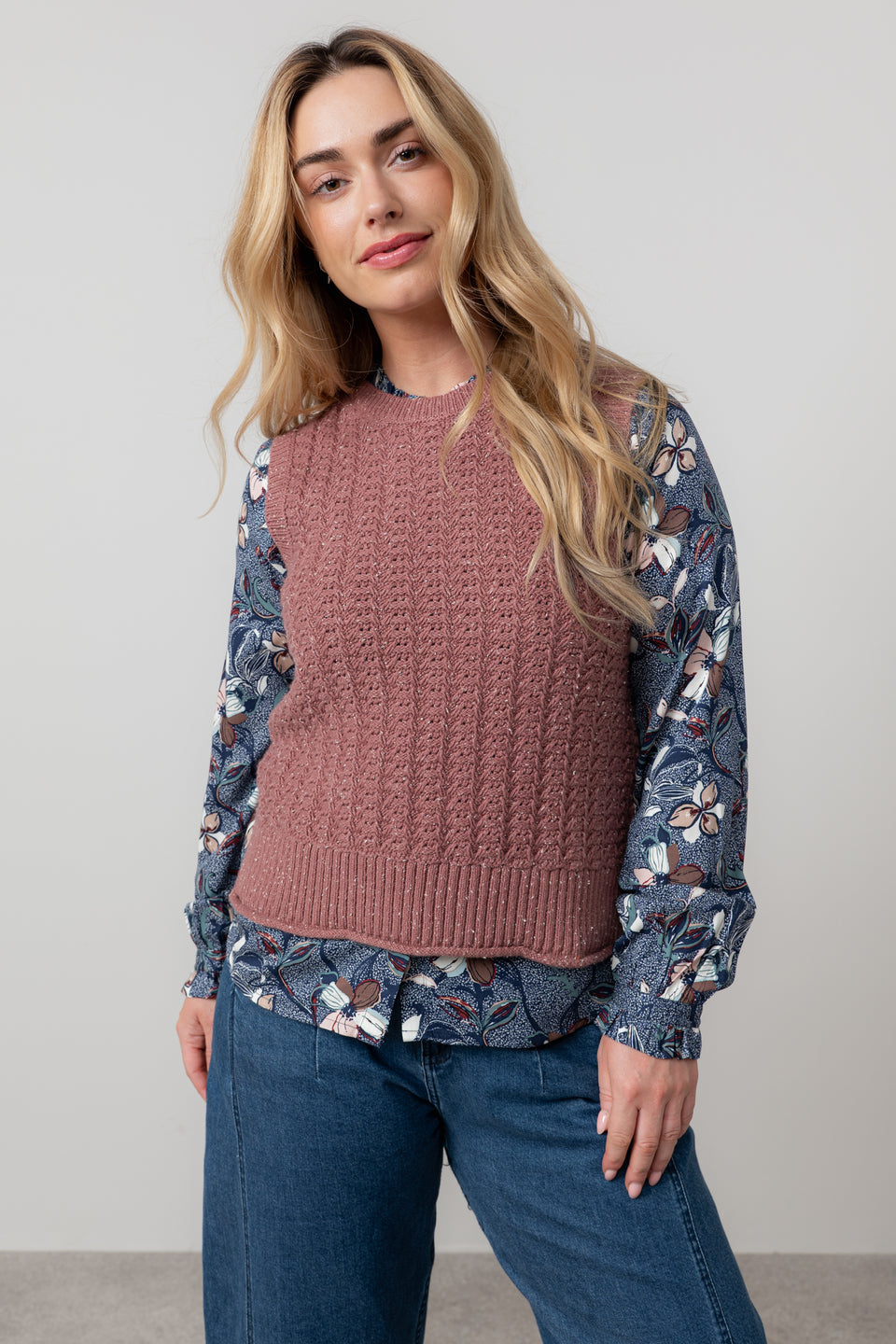 Lily & Me Eva Fleck Knit Tank in Antique Rose