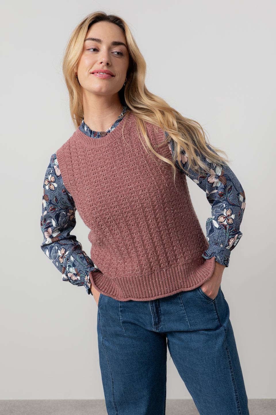 Lily & Me Eva Fleck Knit Tank in Antique Rose