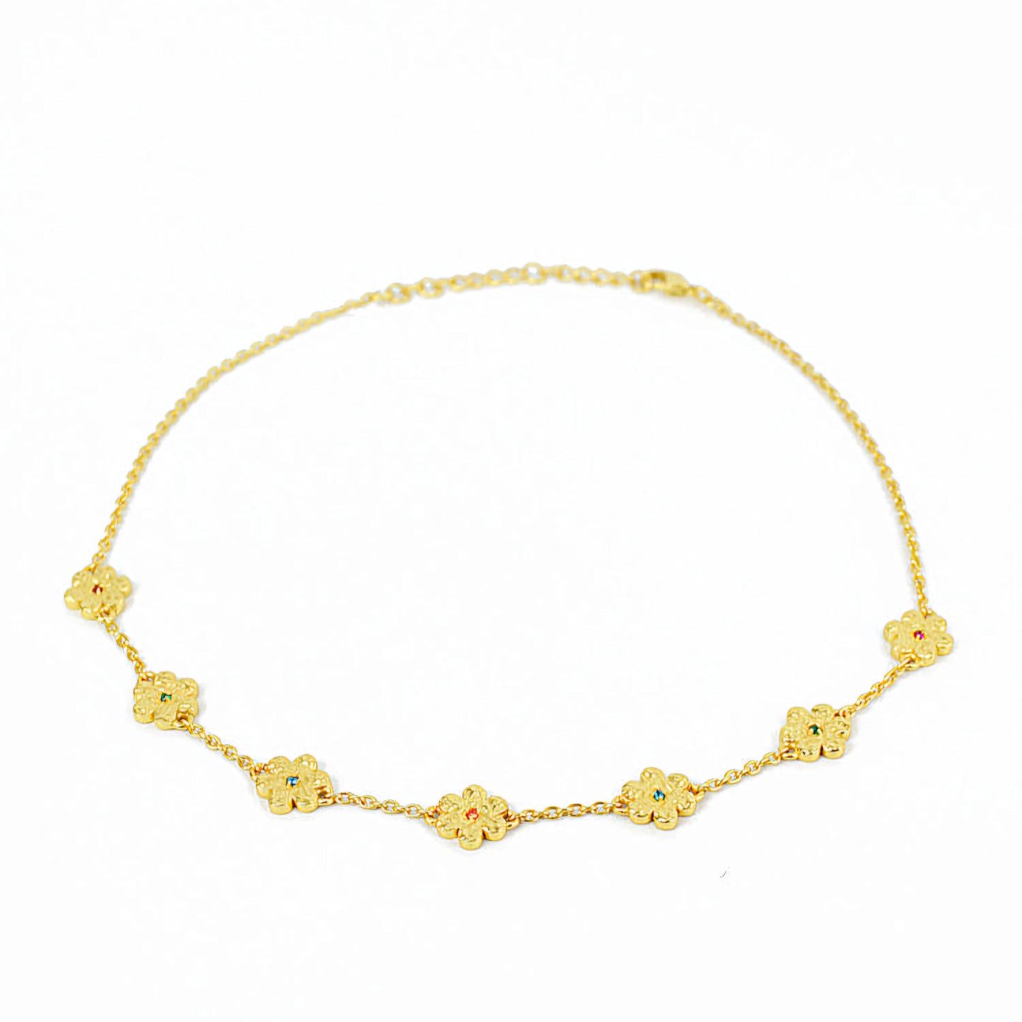 My Doris Gold Hammered Flower Chain Necklace