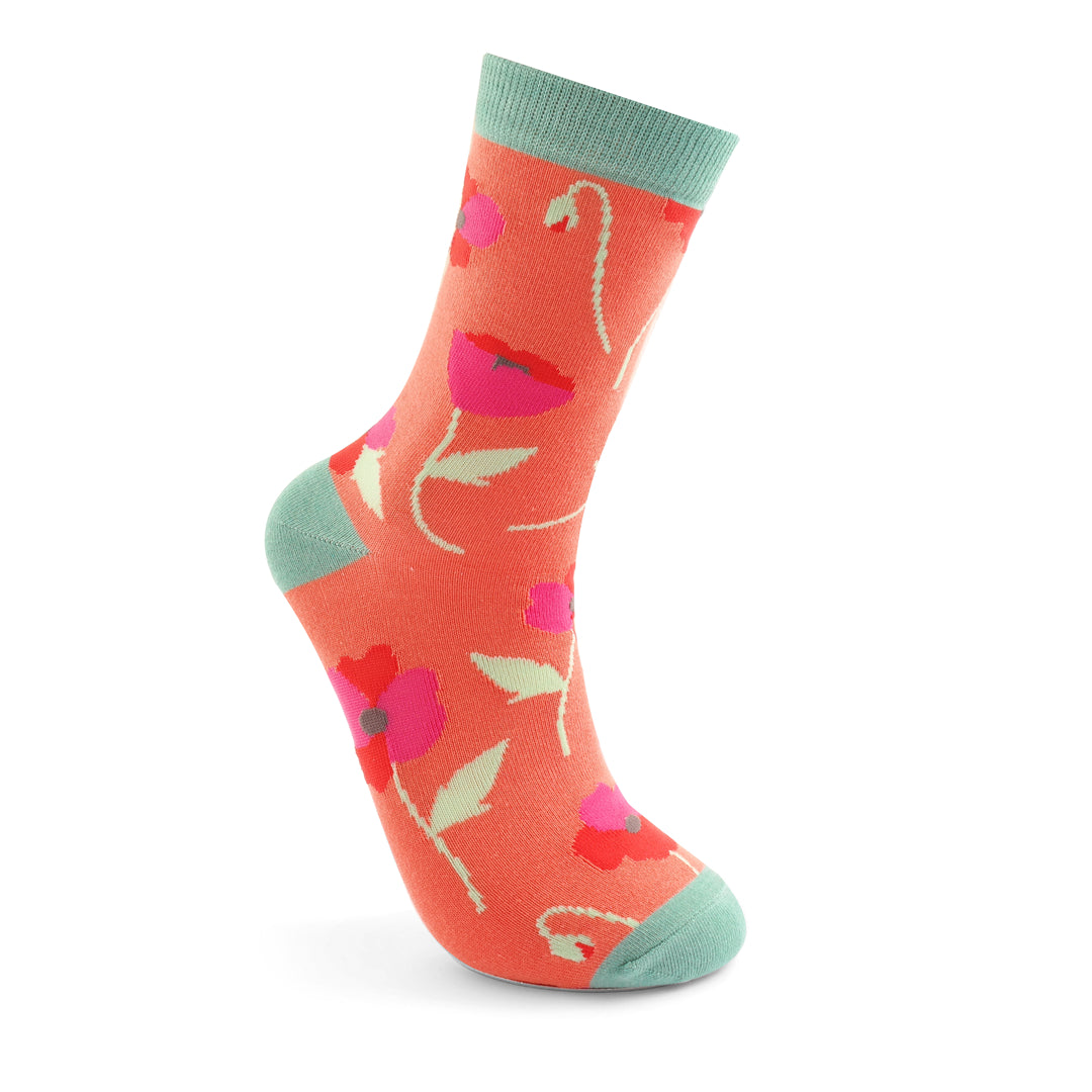 Orange Poppy Bamboo Socks