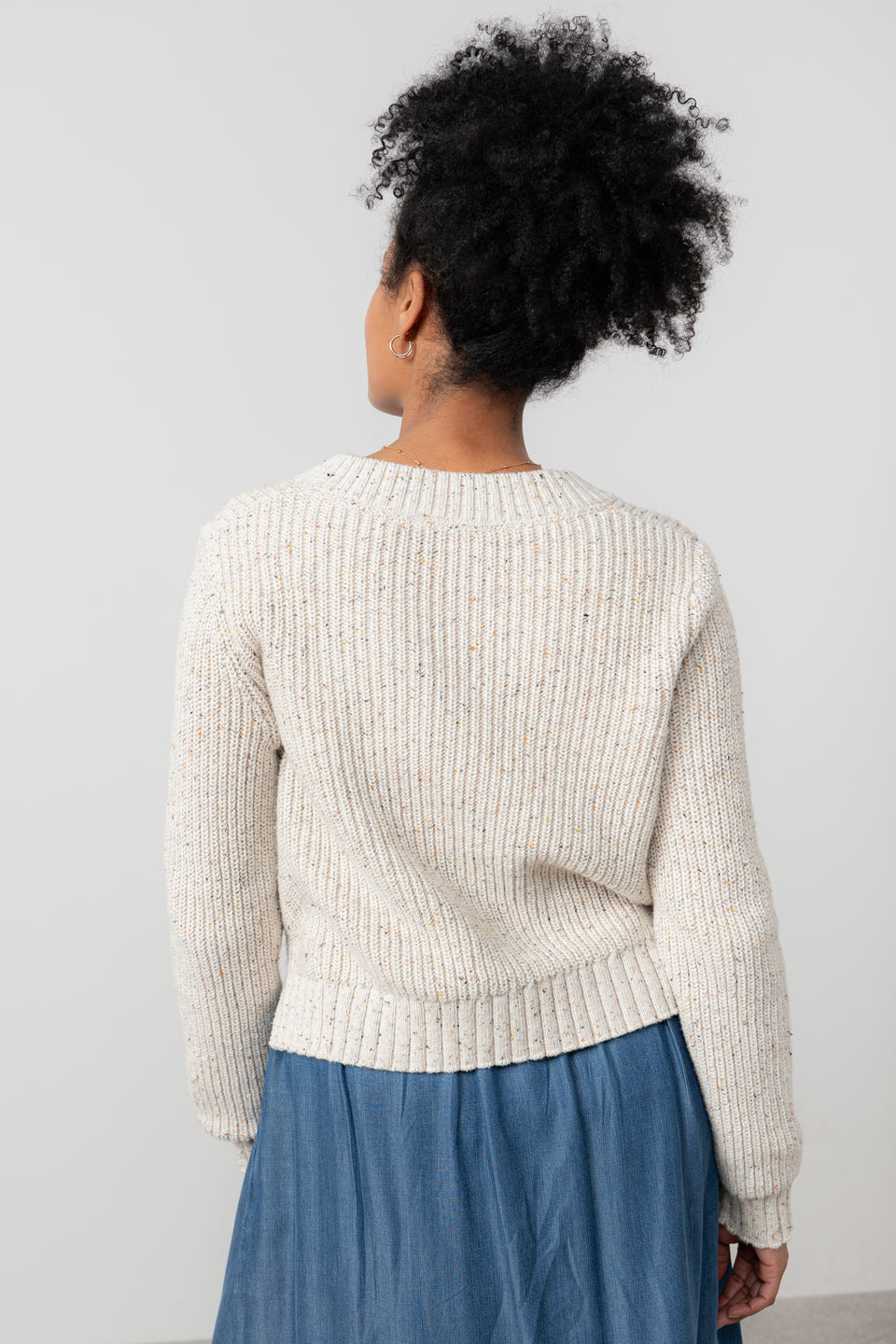 Lily & Me June Fleck Knit Rib Cardigan Ecru
