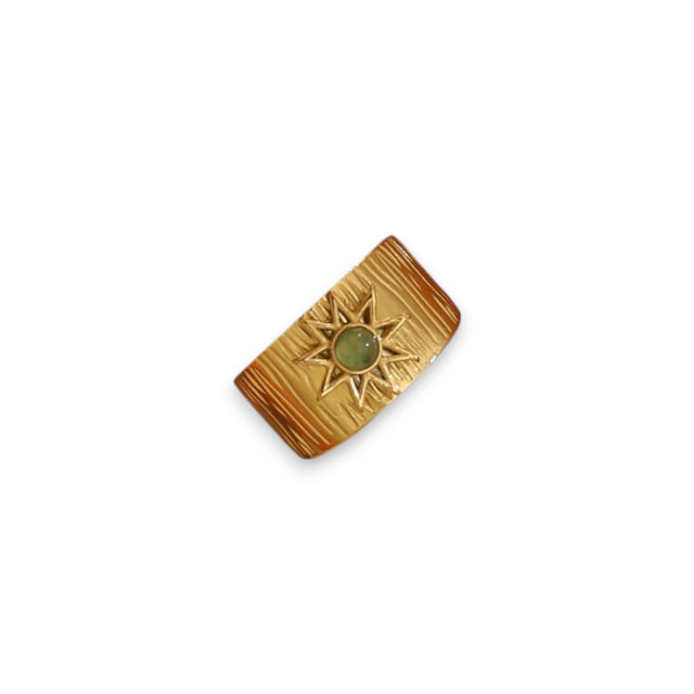 WHITE LEAF 18kt Plated Gold Sun Etched Ring