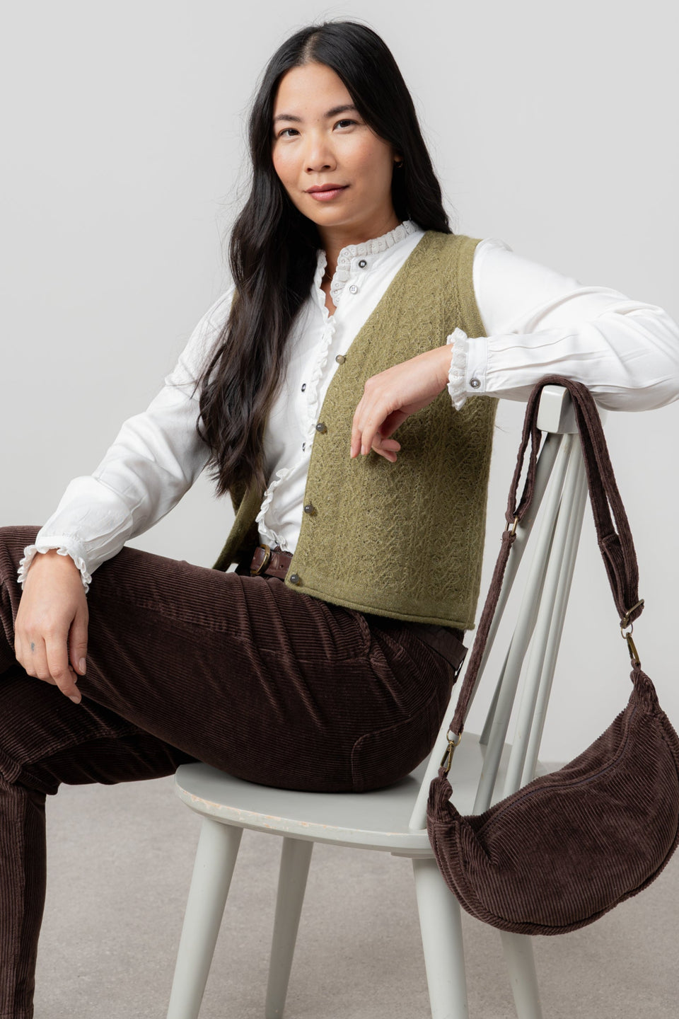 Lily & Me Jumbo Cord Sling Bag in Chocolate