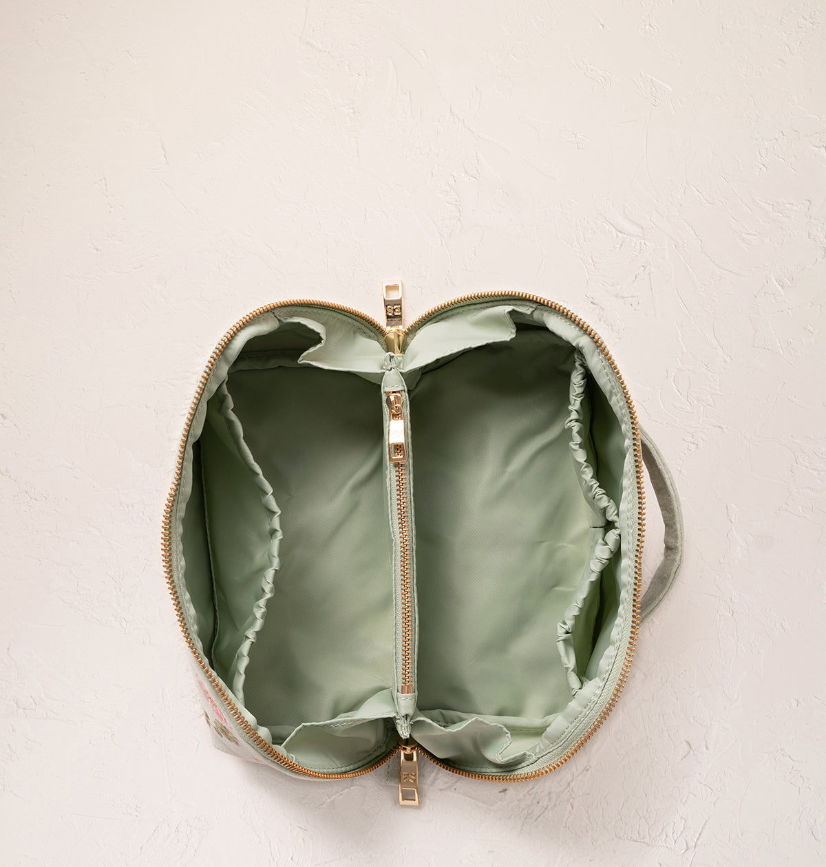 Pressed Flower Open Flat Makeup Bag in Sage