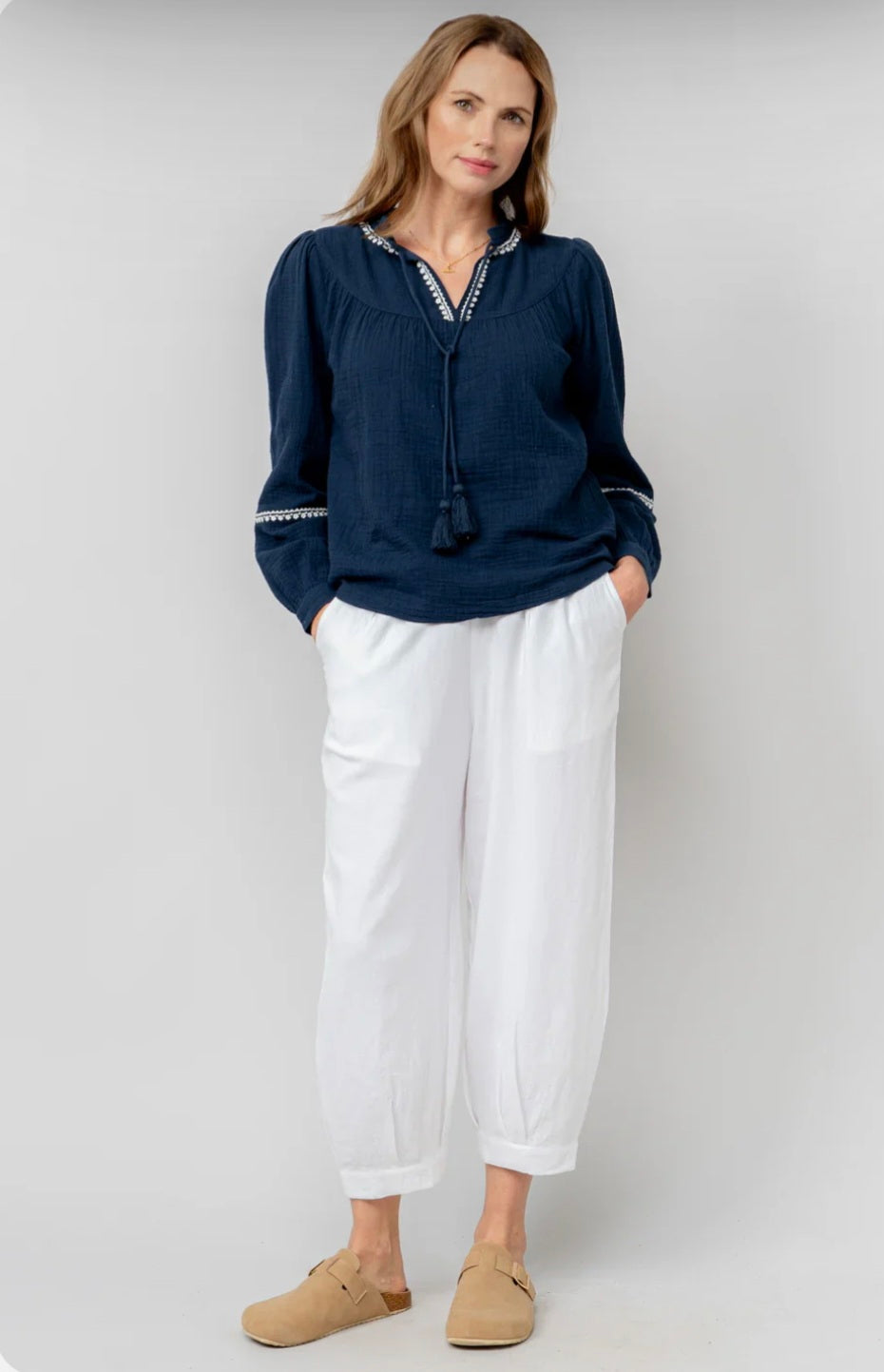 Lily & Me Sail Linen Trousers in White