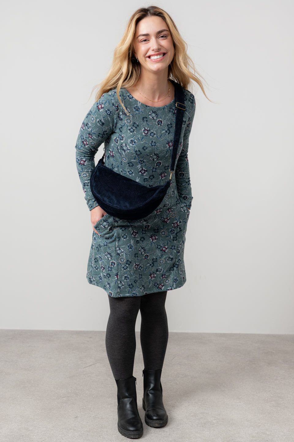 Lily & Me Jumbo Cord Sling Bag in Navy
