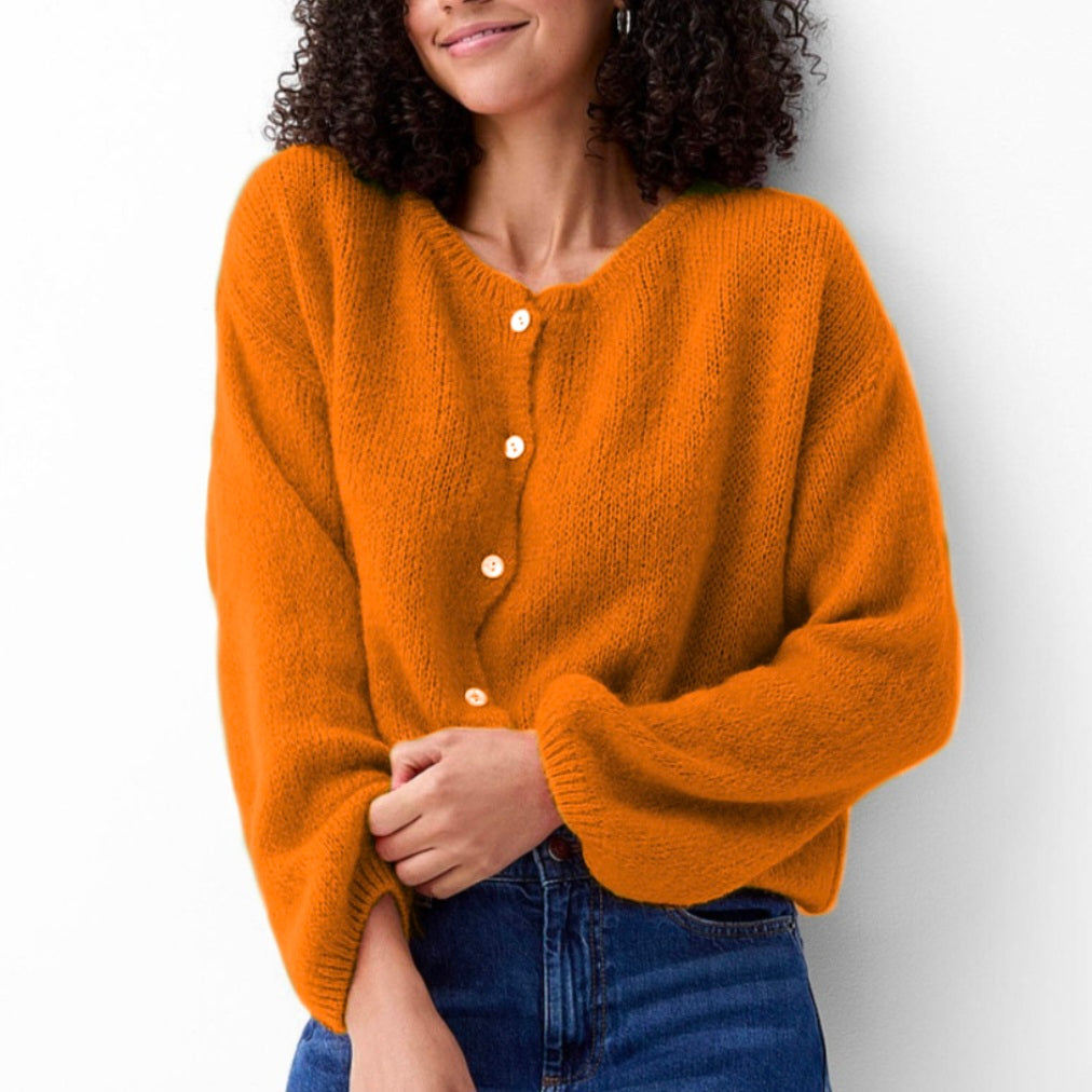 Mohair Long Sleeve Cardi in Orange