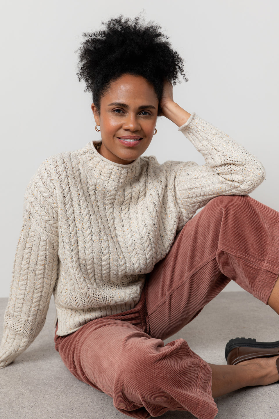 Lily & Me Elspeth Fleck Knit Jumper Ecru