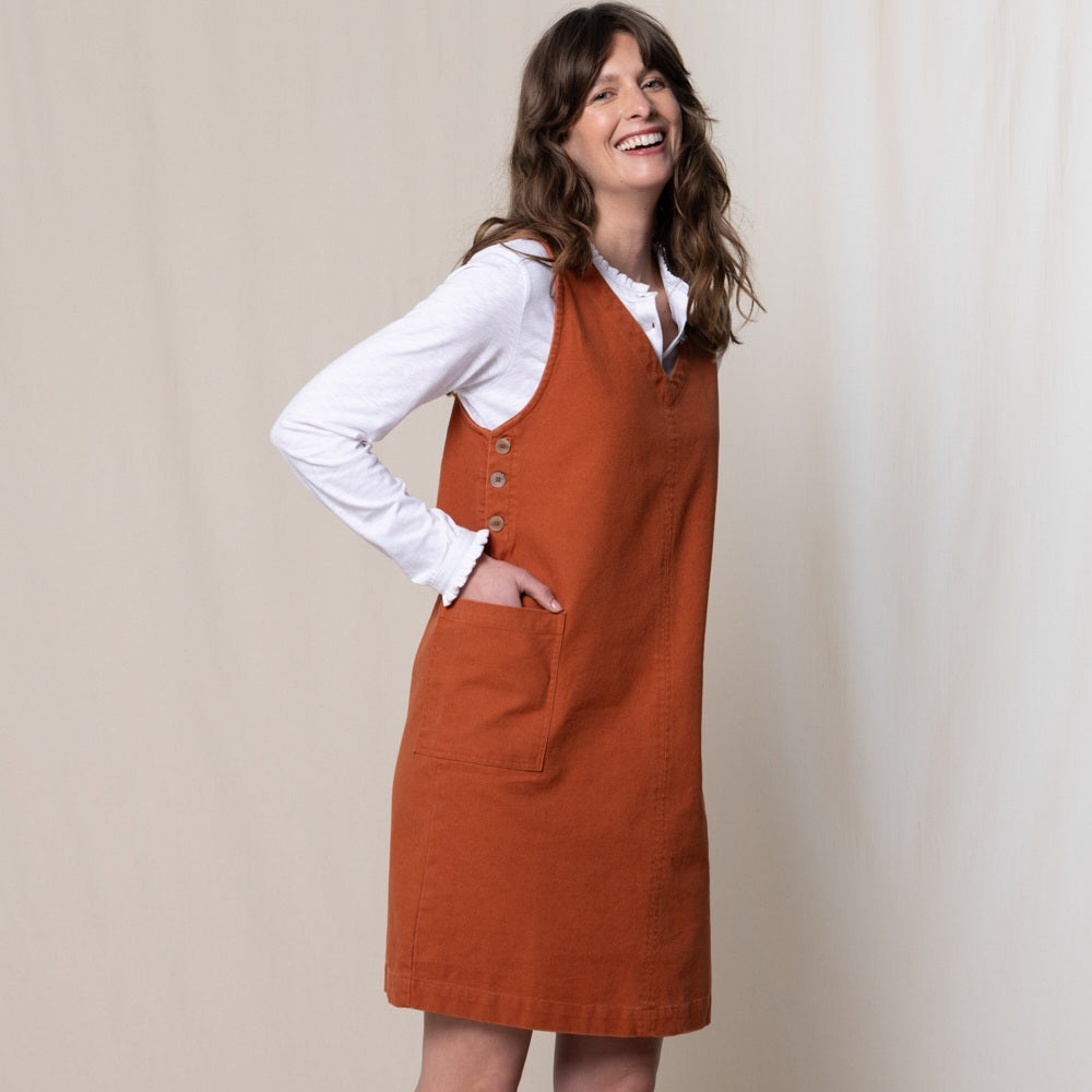 Lily & Me Hilda Pinafore Canvas Dress Ginger