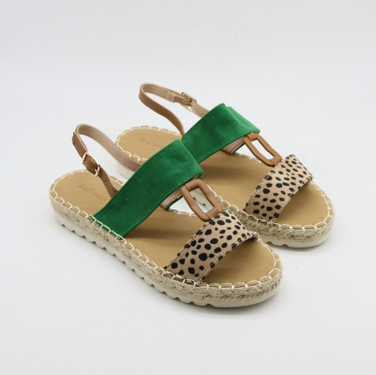 Coco Espadrille Sandals in Animal/Green