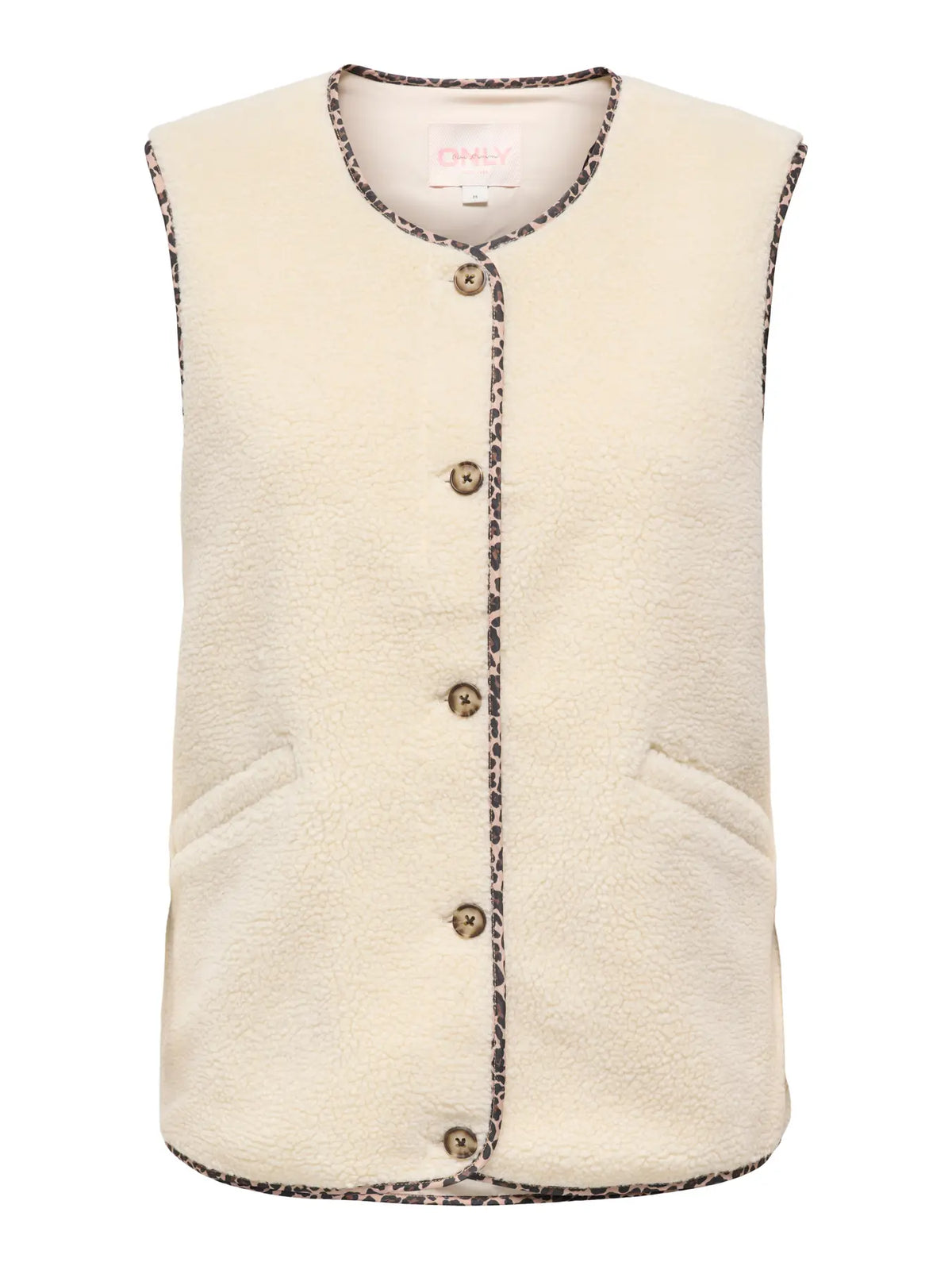 ONLY Baby Teddy Vest with Animal Print Trim