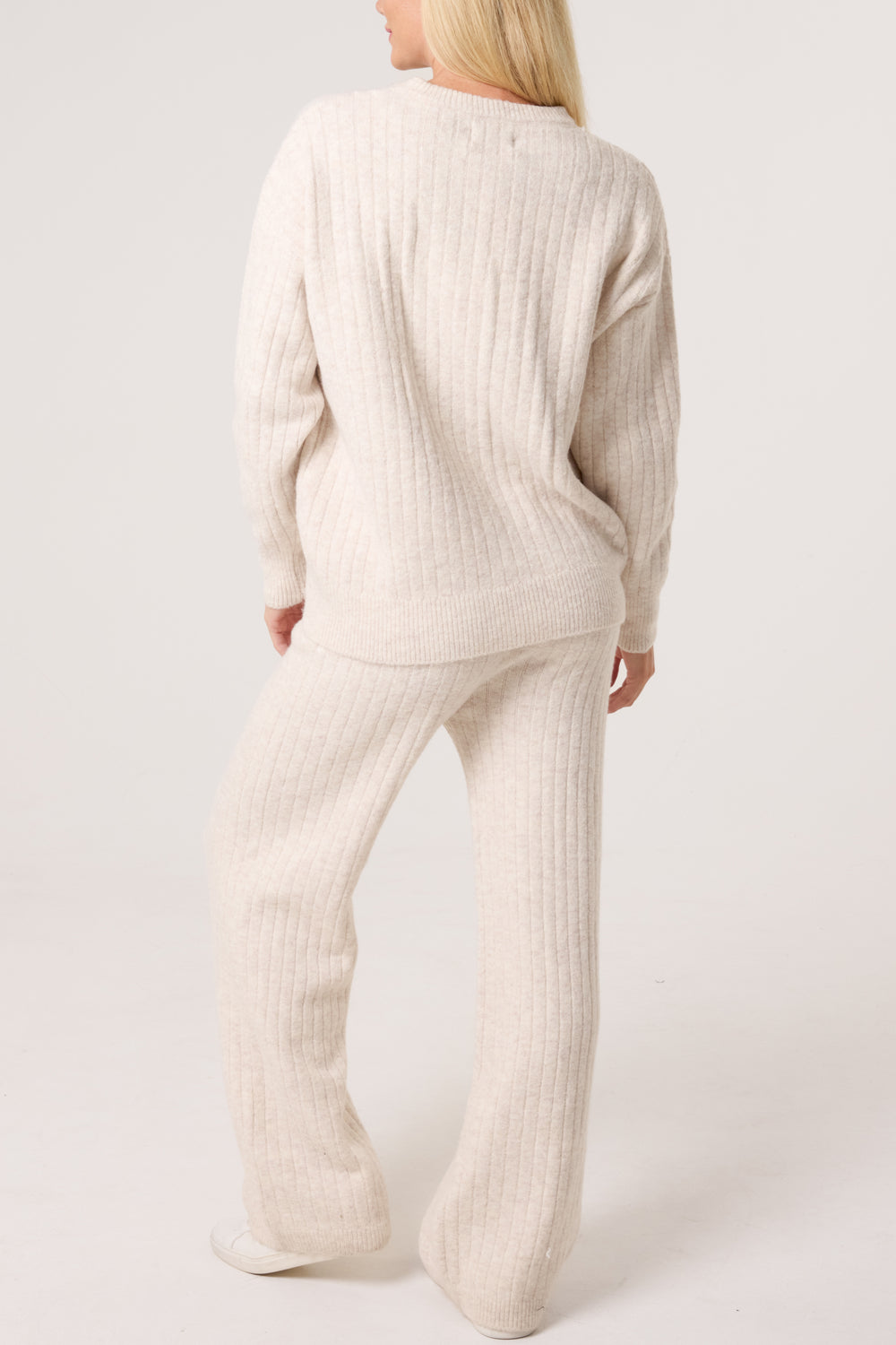 Raya Ribbed Lounge Set in Ivory