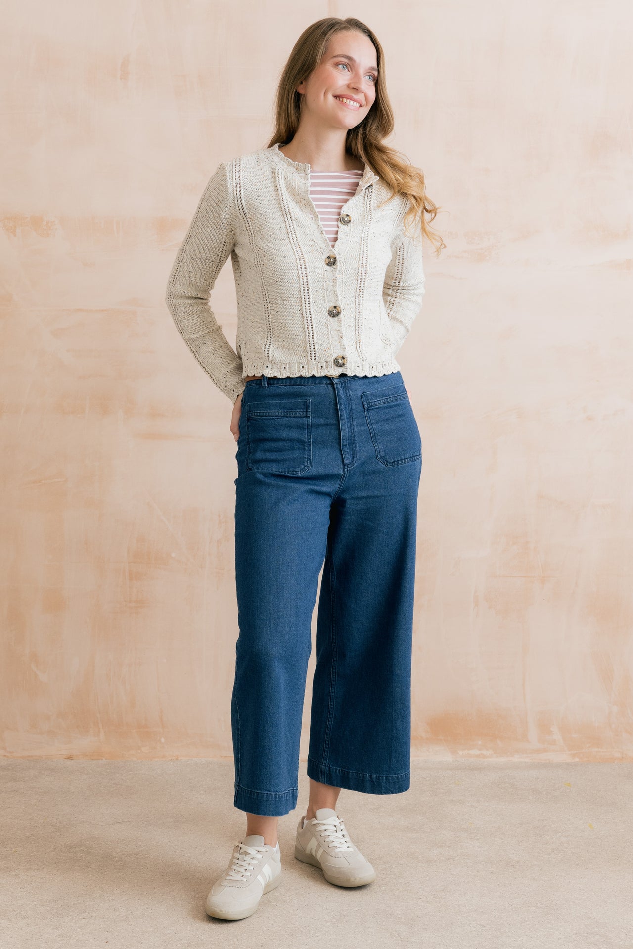Lily & Me Jasmine Fleck Knit Cardigan Ecru