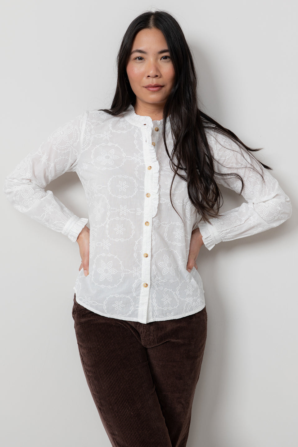 Lily & Me Rachel Frill Embroidered Blouse