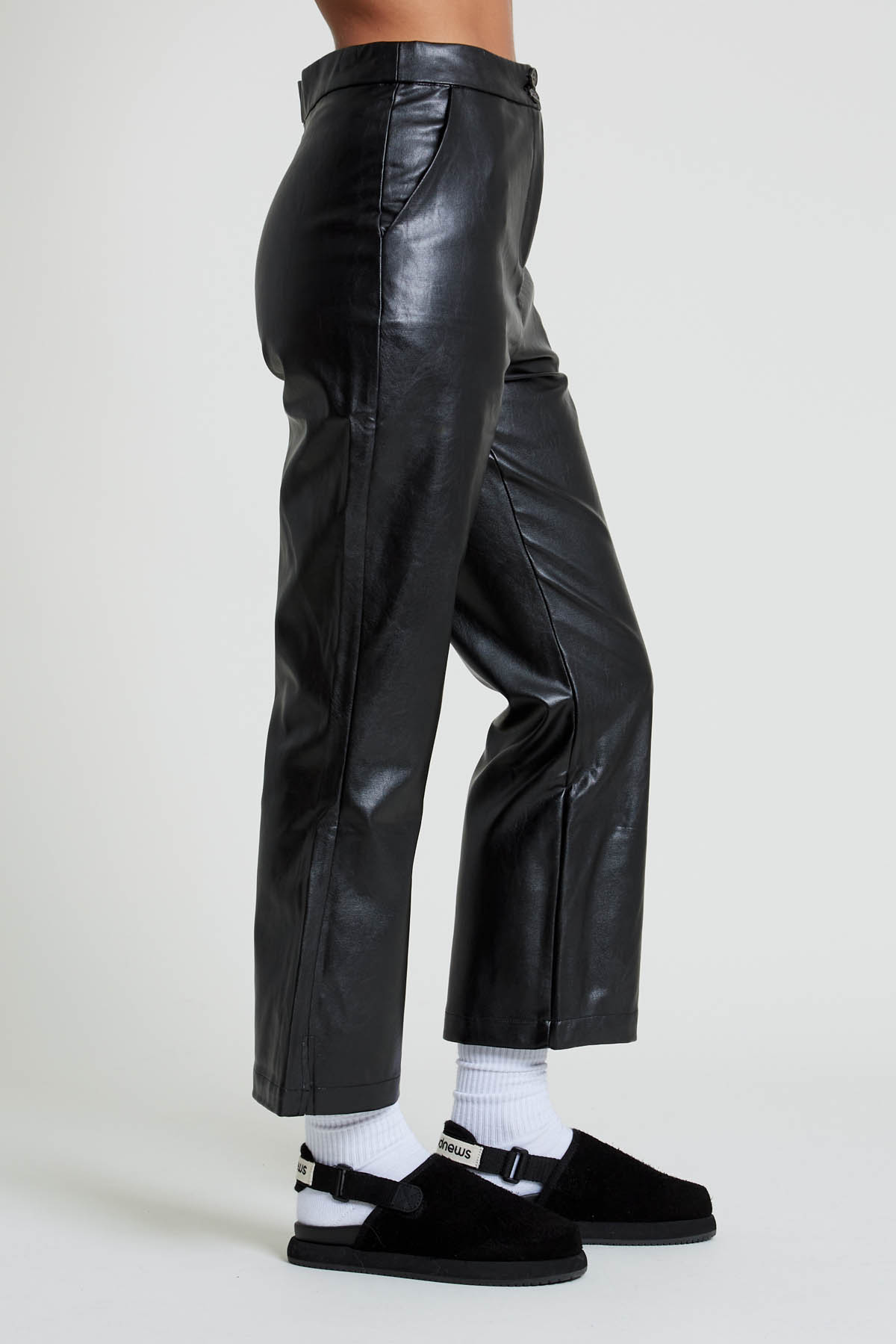 Native Youth Faux Leather Kick Flare Trousers