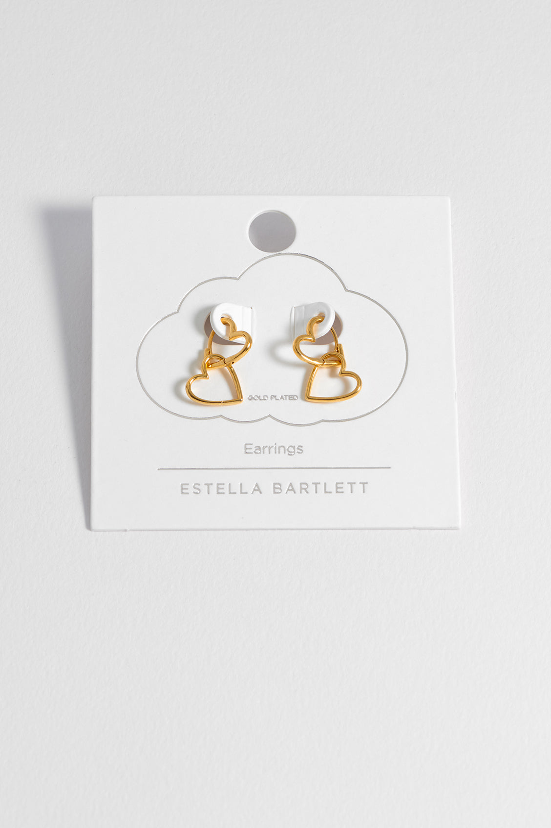 Estella Bartlett Double Heart Hinged Hoop Earrings Gold
