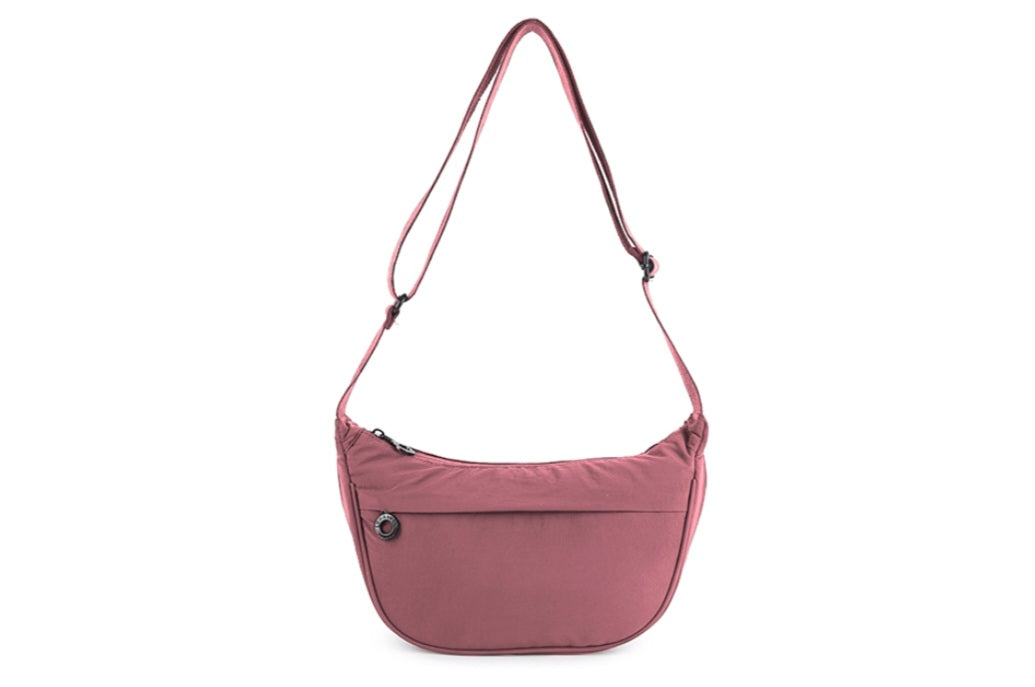 Sling Zip Front Cross Body Bag in Plaster Pink