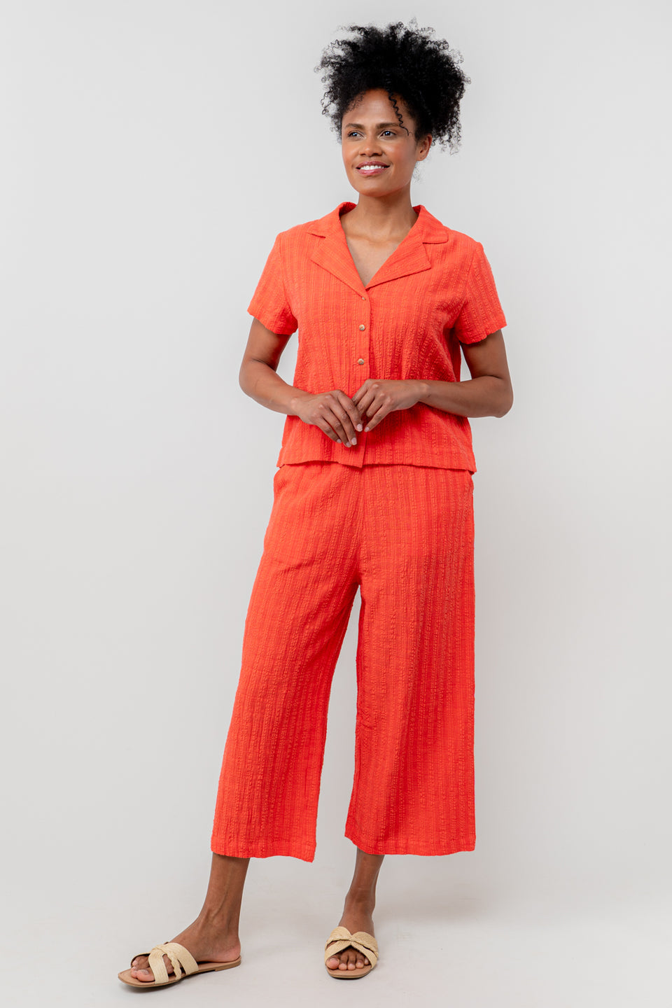 Lily & Me Drift Seersucker Trousers in Cerise