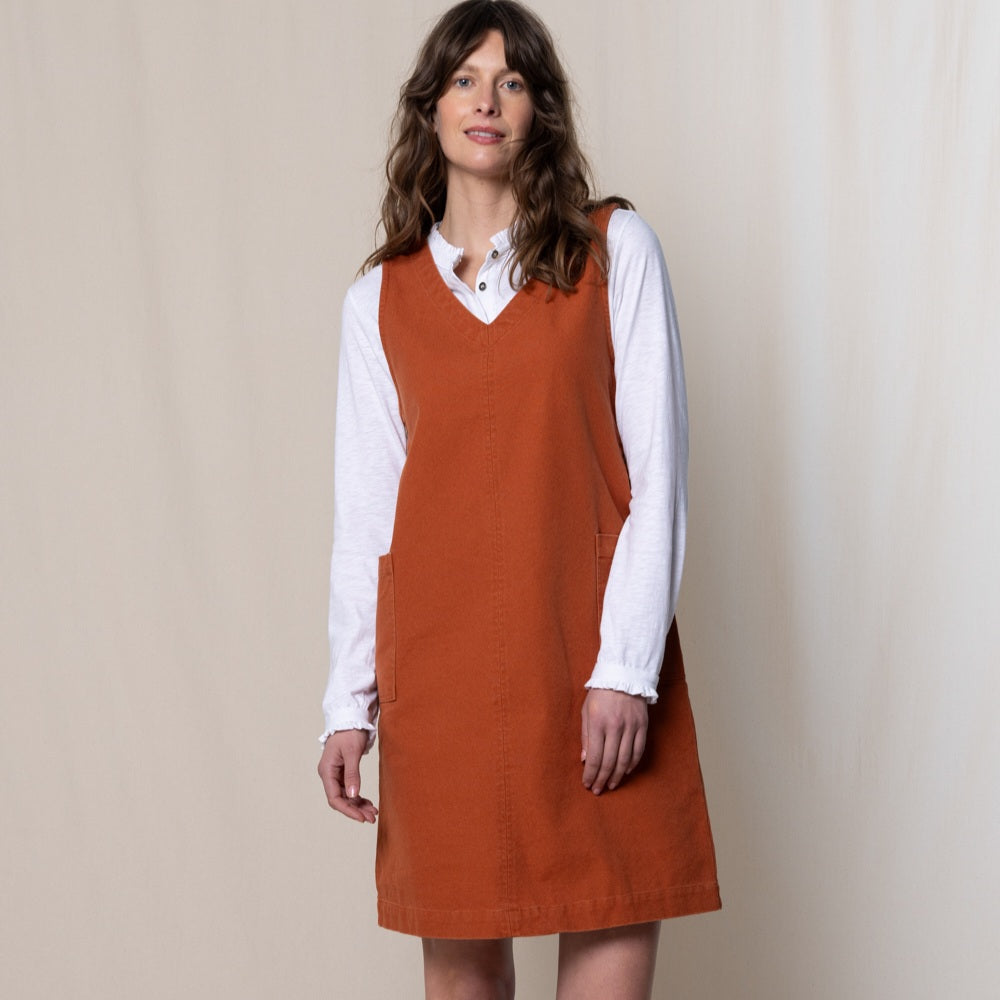 Lily & Me Hilda Pinafore Canvas Dress Ginger