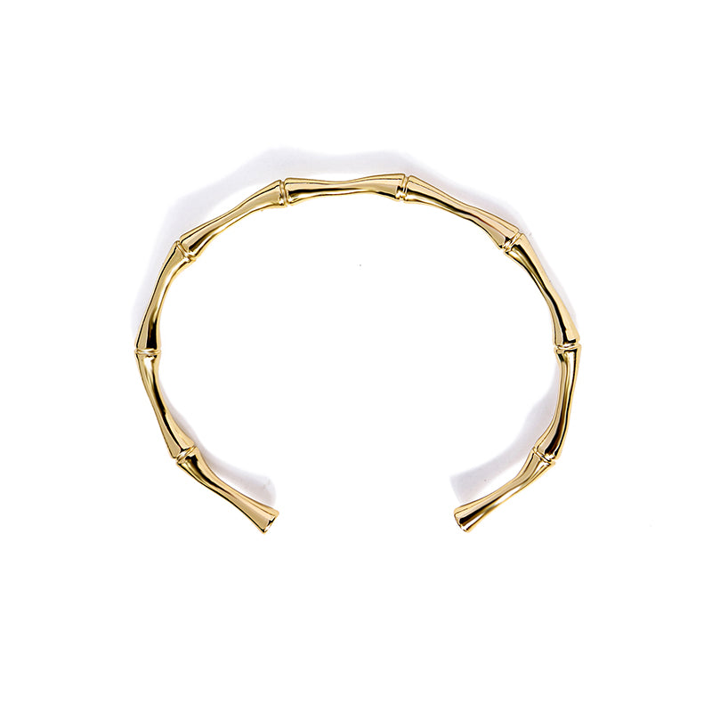 WHITE LEAF 18kt Plated Gold Bamboo Bangle