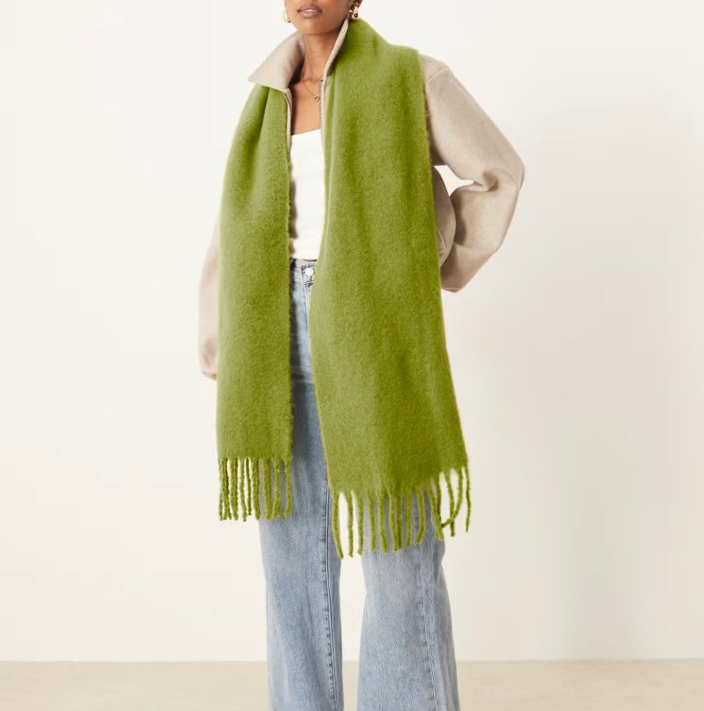 Hazel Chunky Scarf in Pea Green