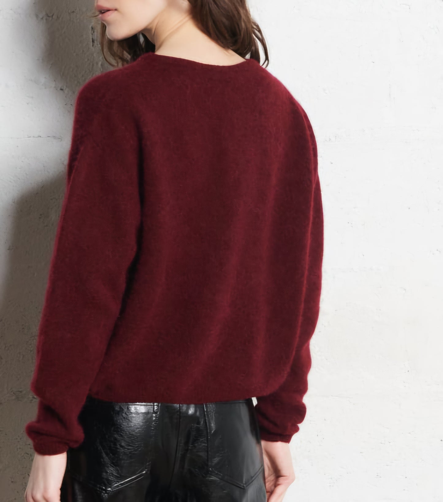 Mohair Long Sleeve Cardi in Mulberry
