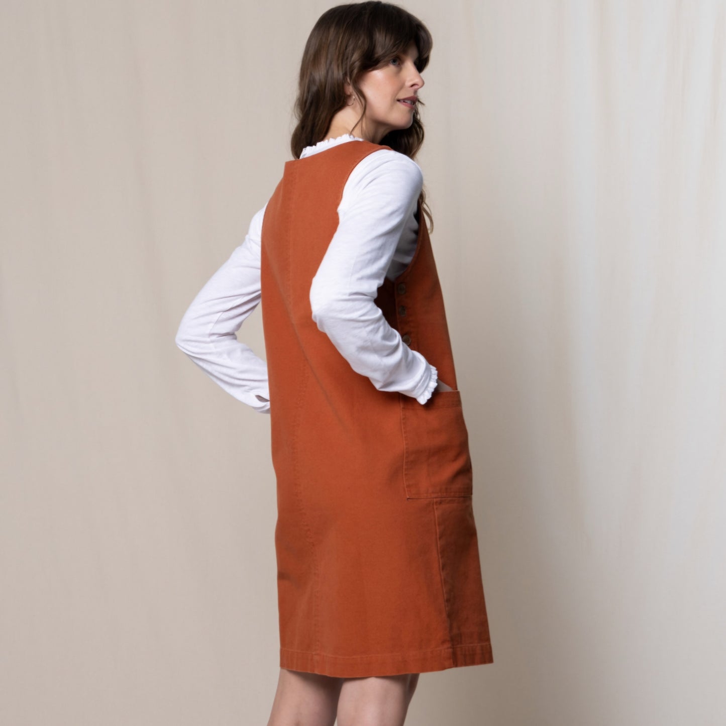 Lily & Me Hilda Pinafore Canvas Dress Ginger