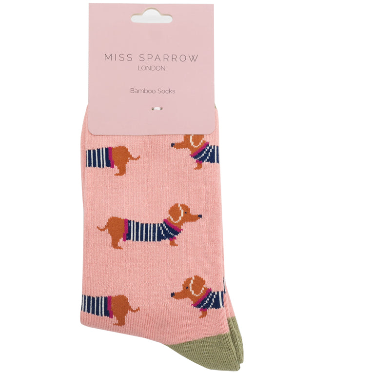 Pink Parisian Pups Bamboo Socks